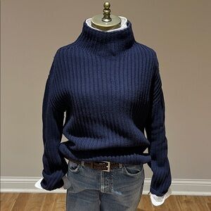 GAP Dark Blue chunky cotton mock neck  sweater size XS-M